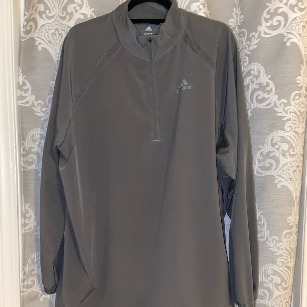 Men’s Adidas Grey Zip-Up Windbreaker Size Large